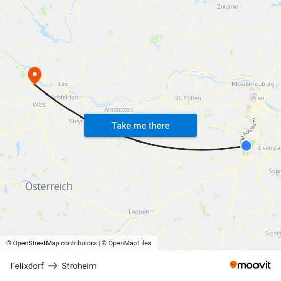 Felixdorf to Stroheim map