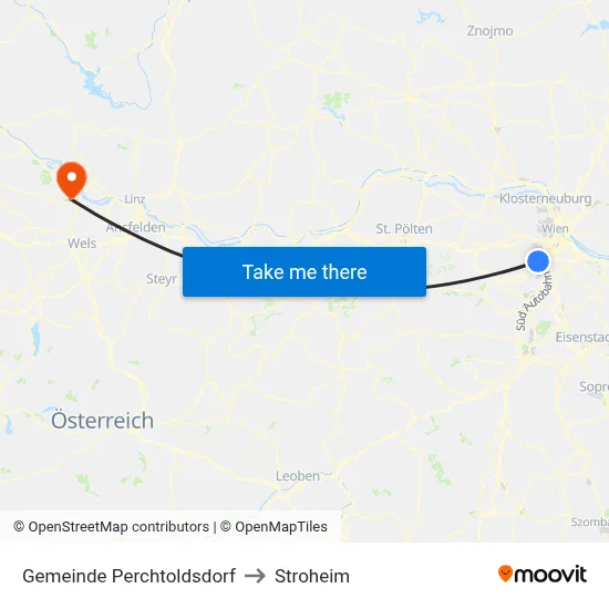 Gemeinde Perchtoldsdorf to Stroheim map
