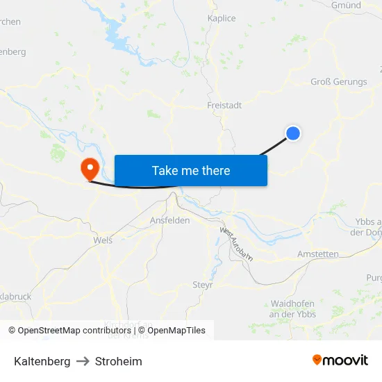 Kaltenberg to Stroheim map