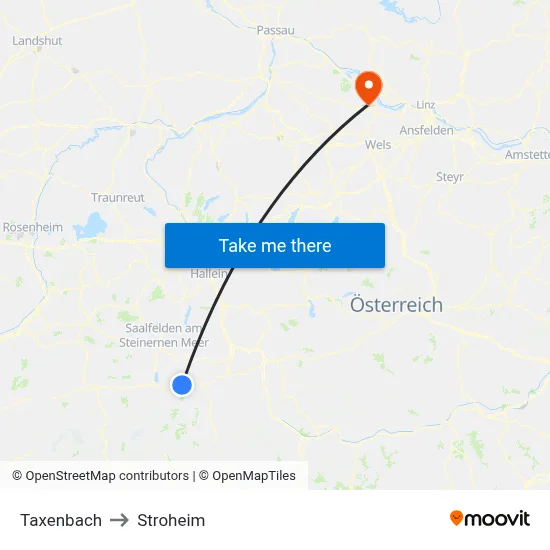 Taxenbach to Stroheim map