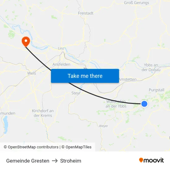 Gemeinde Gresten to Stroheim map