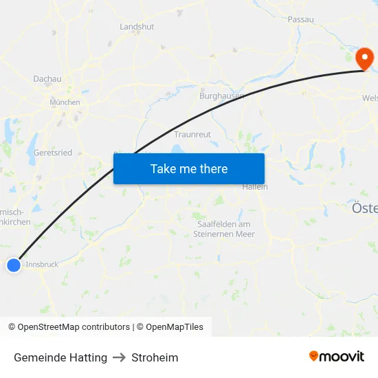 Gemeinde Hatting to Stroheim map