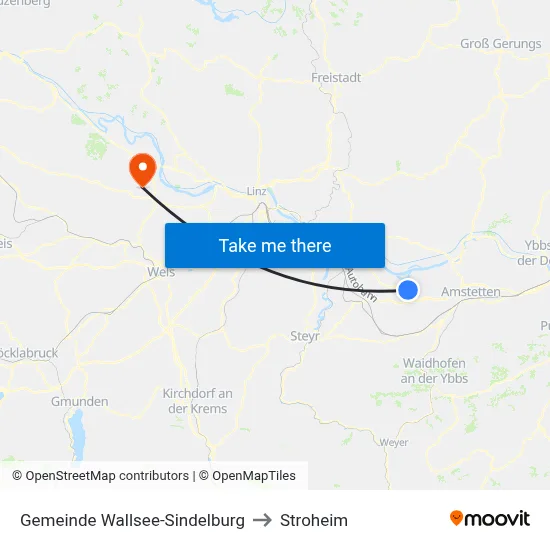 Gemeinde Wallsee-Sindelburg to Stroheim map