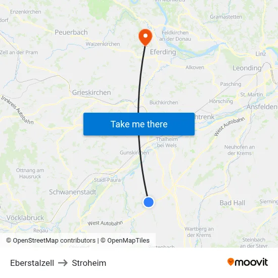 Eberstalzell to Stroheim map