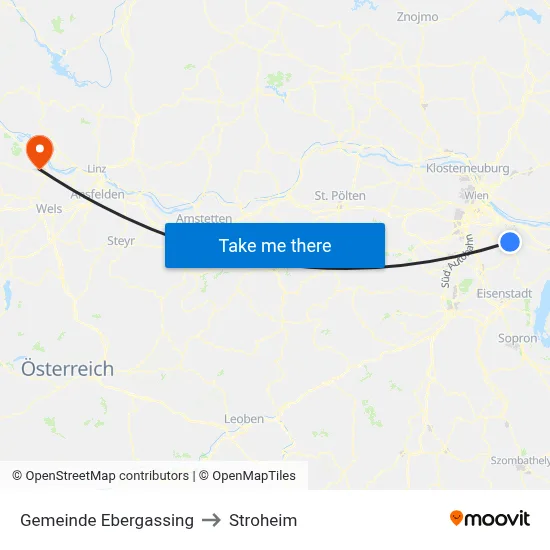 Gemeinde Ebergassing to Stroheim map