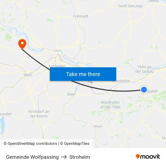 Gemeinde Wolfpassing to Stroheim map