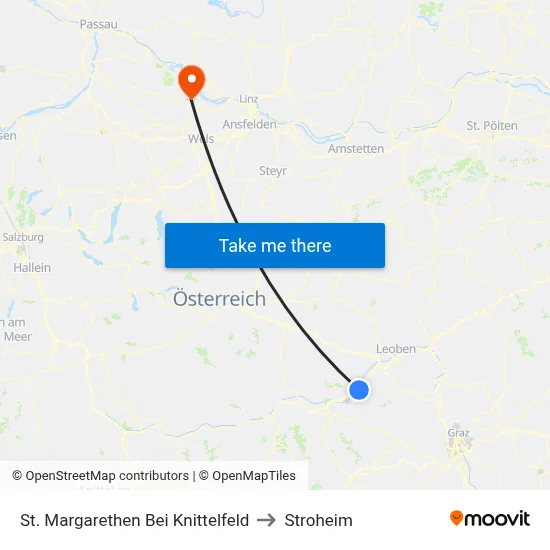 St. Margarethen Bei Knittelfeld to Stroheim map