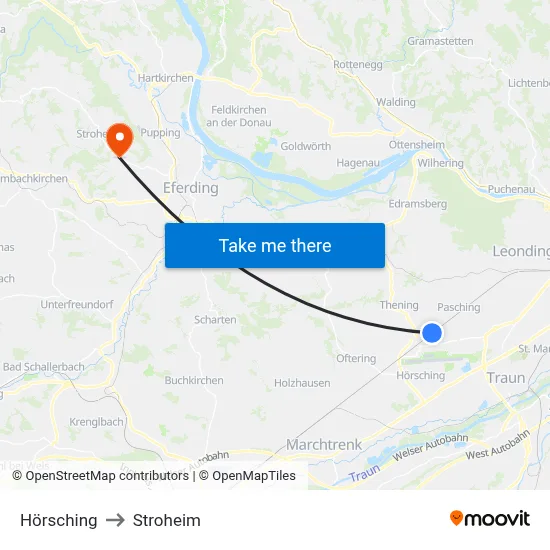 Hörsching to Stroheim map