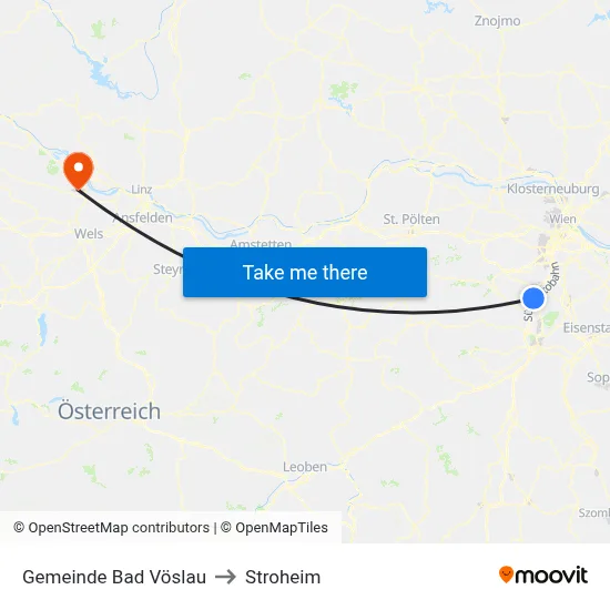 Gemeinde Bad Vöslau to Stroheim map