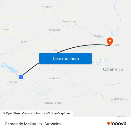 Gemeinde Mellau to Stroheim map