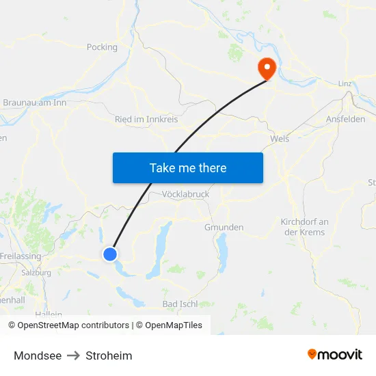 Mondsee to Stroheim map