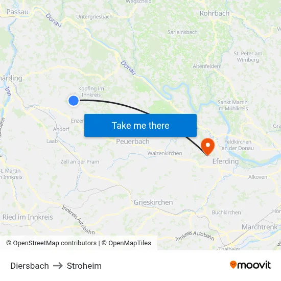 Diersbach to Stroheim map