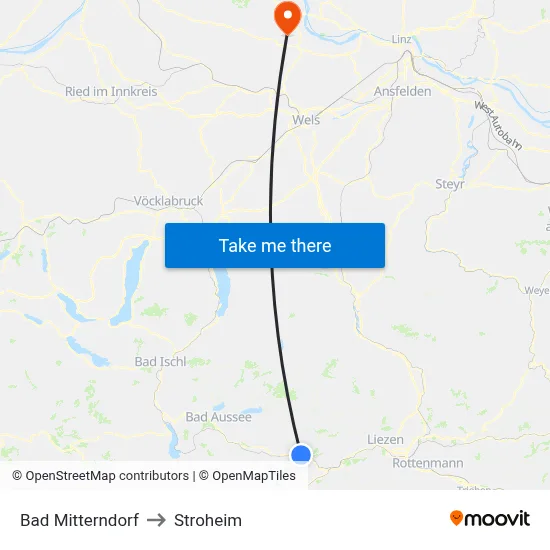 Bad Mitterndorf to Stroheim map