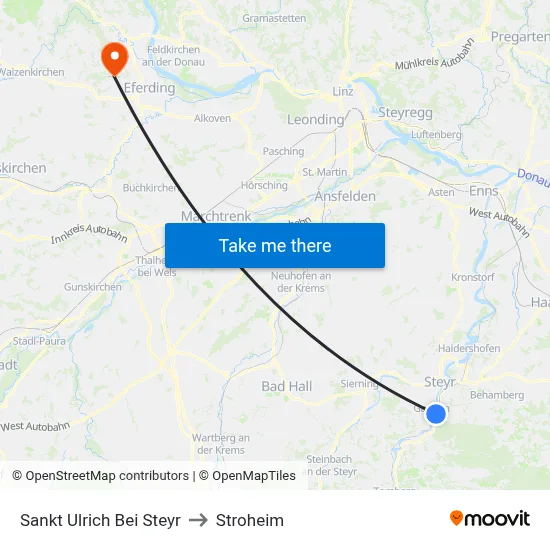 Sankt Ulrich Bei Steyr to Stroheim map