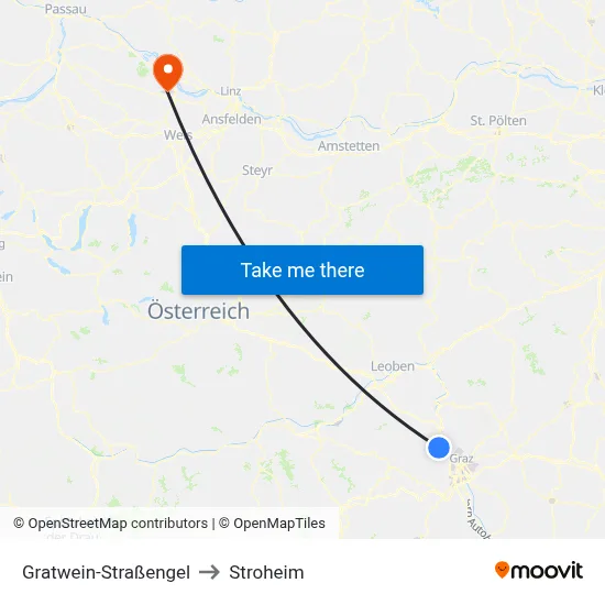 Gratwein-Straßengel to Stroheim map