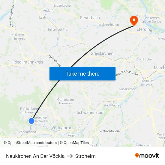 Neukirchen An Der Vöckla to Stroheim map