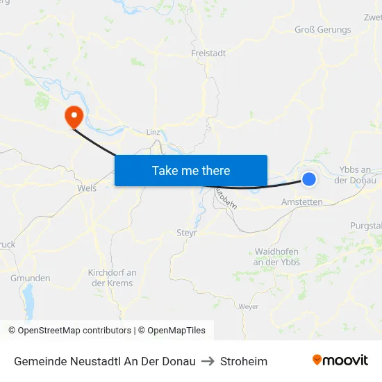 Gemeinde Neustadtl An Der Donau to Stroheim map