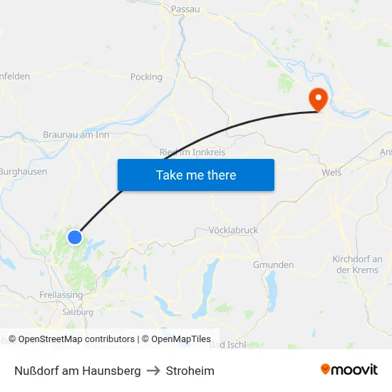 Nußdorf am Haunsberg to Stroheim map