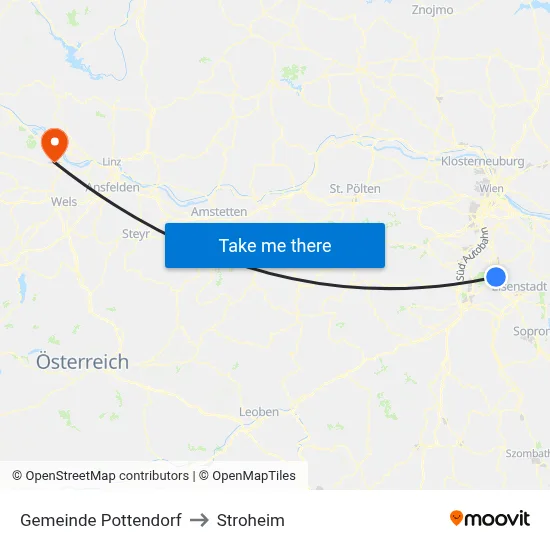 Gemeinde Pottendorf to Stroheim map