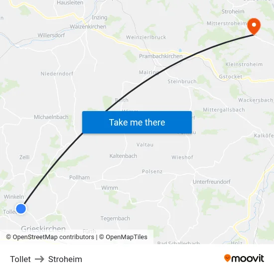 Tollet to Stroheim map