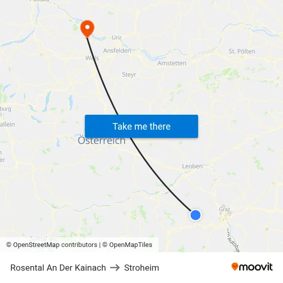 Rosental An Der Kainach to Stroheim map