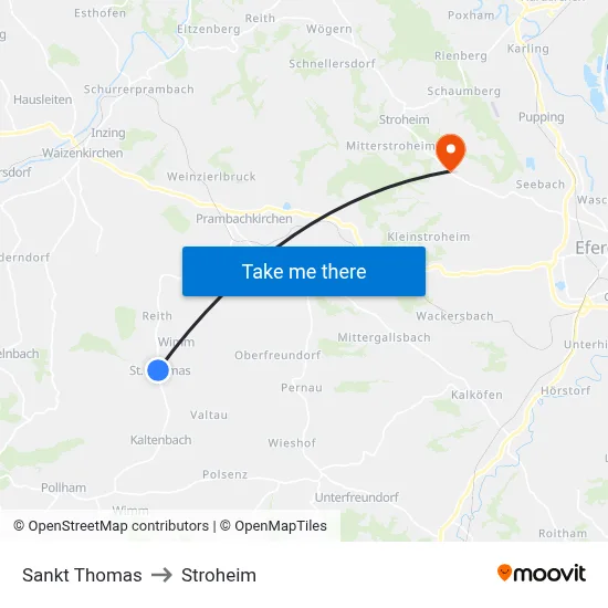 Sankt Thomas to Stroheim map