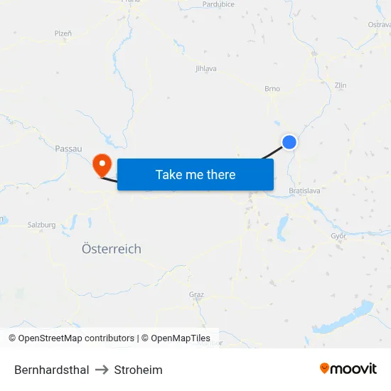 Bernhardsthal to Stroheim map