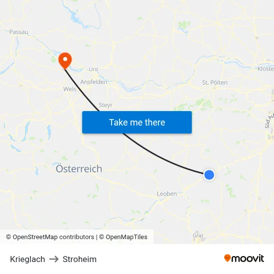 Krieglach to Stroheim map