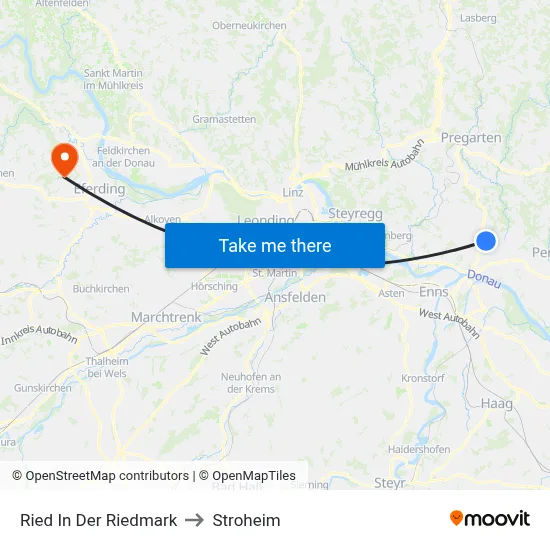 Ried In Der Riedmark to Stroheim map