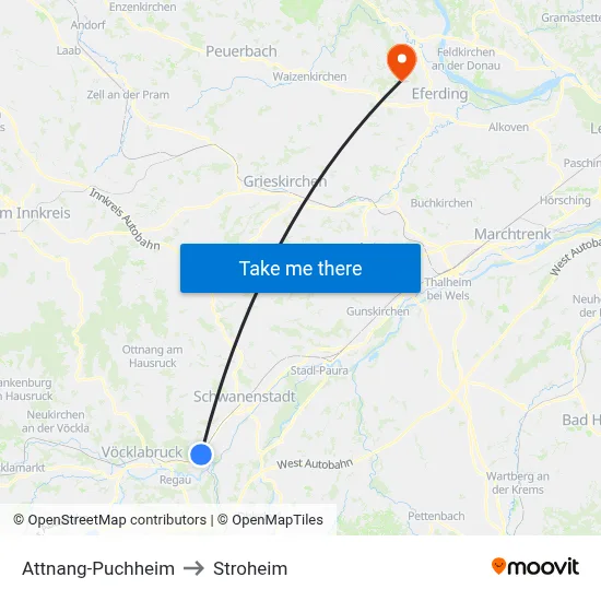 Attnang-Puchheim to Stroheim map