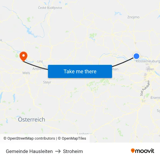 Gemeinde Hausleiten to Stroheim map