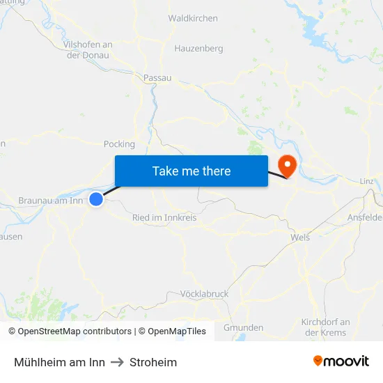 Mühlheim am Inn to Stroheim map