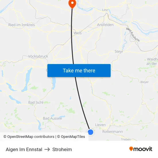 Aigen Im Ennstal to Stroheim map