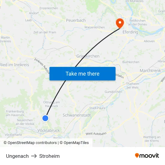 Ungenach to Stroheim map