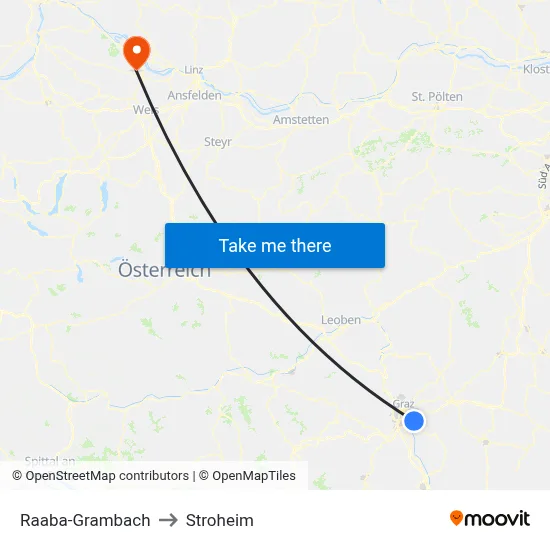 Raaba-Grambach to Stroheim map
