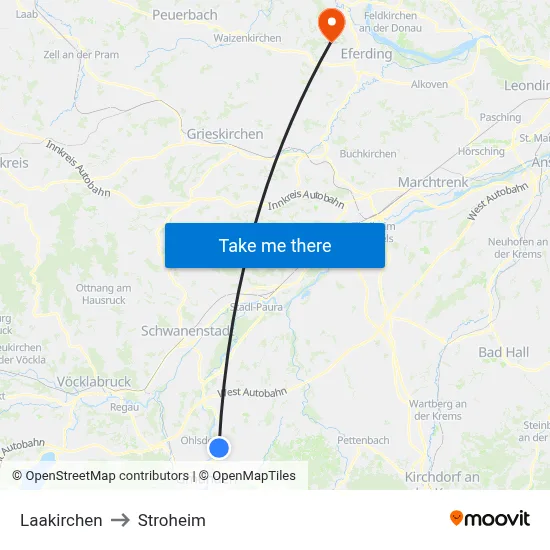 Laakirchen to Stroheim map