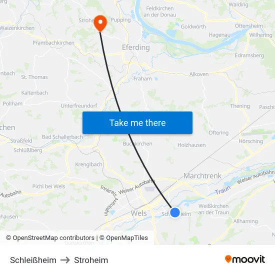 Schleißheim to Stroheim map