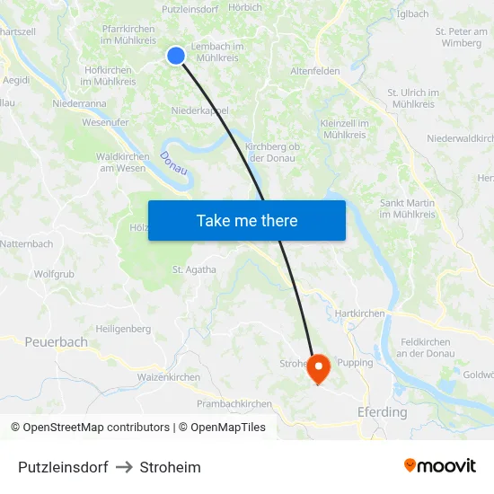 Putzleinsdorf to Stroheim map