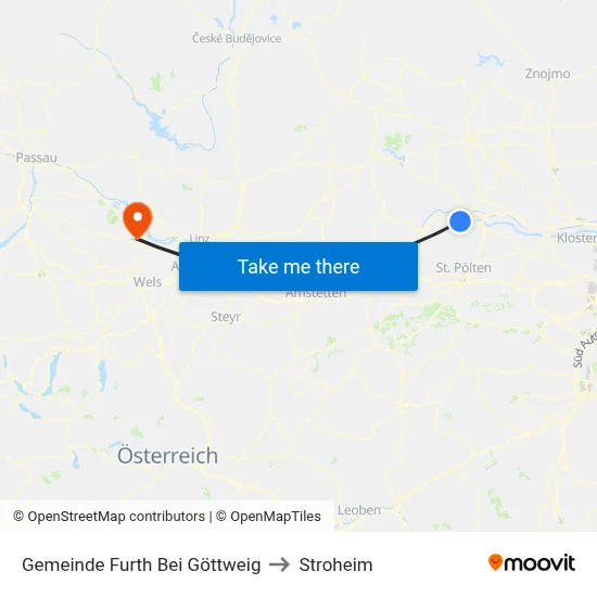 Gemeinde Furth Bei Göttweig to Stroheim map