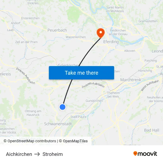 Aichkirchen to Stroheim map
