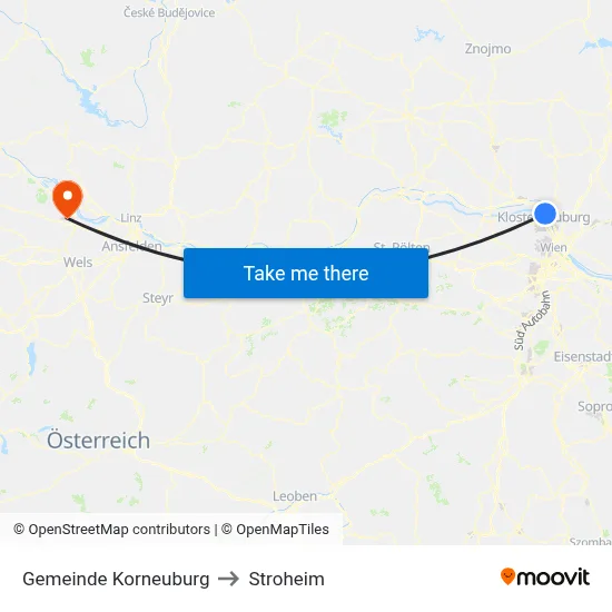 Gemeinde Korneuburg to Stroheim map