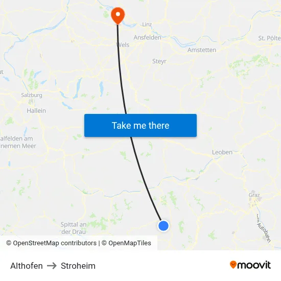 Althofen to Stroheim map