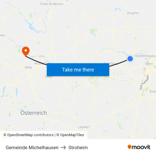 Gemeinde Michelhausen to Stroheim map