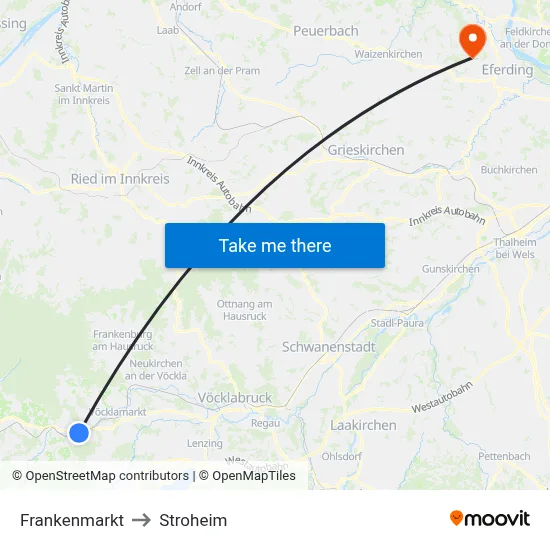 Frankenmarkt to Stroheim map