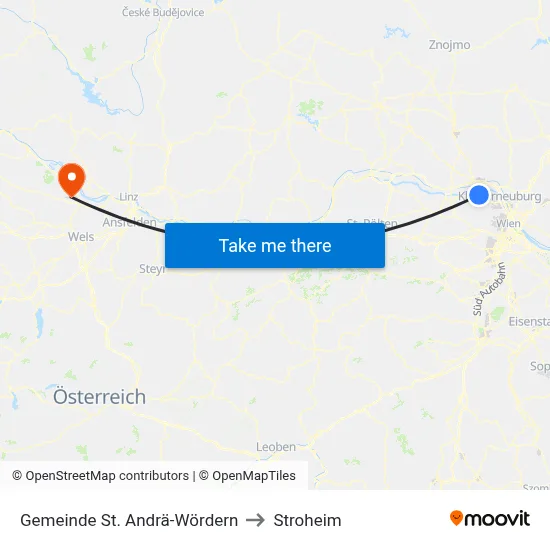 Gemeinde St. Andrä-Wördern to Stroheim map