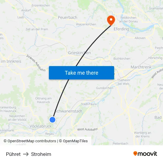 Pühret to Stroheim map