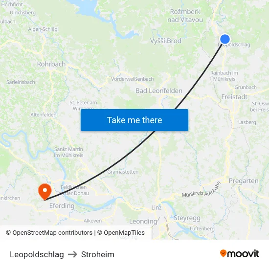 Leopoldschlag to Stroheim map