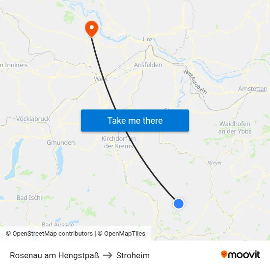Rosenau am Hengstpaß to Stroheim map
