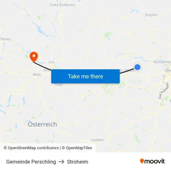 Gemeinde Perschling to Stroheim map