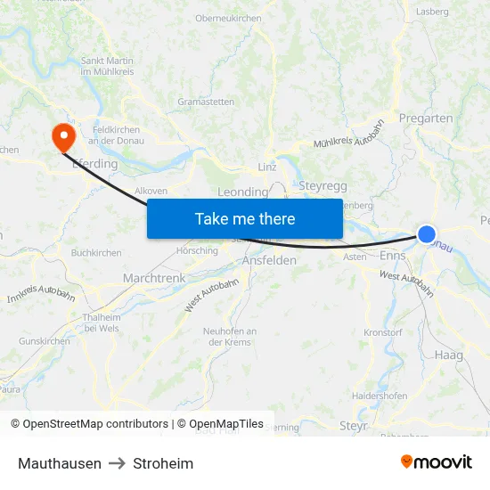 Mauthausen to Stroheim map